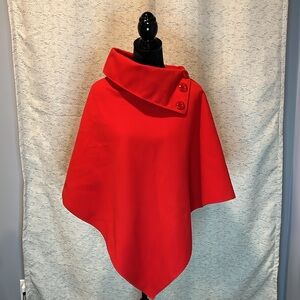 Italian made red with high accent collar Poncho